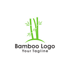 Bamboo logo template. Green bamboo trees vector design. Bamboo stem logotype