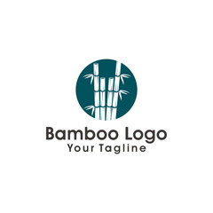 Bamboo logo template. Green bamboo trees vector design. Bamboo stem logotype