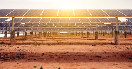 Solar photovoltaic area built in desert area
