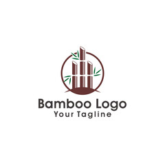 Bamboo logo template. Green bamboo trees vector design. Bamboo stem logotype