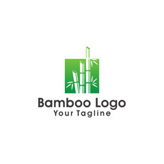 Bamboo logo template. Green bamboo trees vector design. Bamboo stem logotype