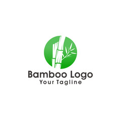 Bamboo logo template. Green bamboo trees vector design. Bamboo stem logotype