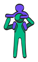 Color Sketch Icon Kid and Parent