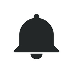 Naklejka premium Bell icon vector. Notification and alarm symbol. Flat shape application interface sign button. Christmas decoration logo. Black silhouette isolated on white background.