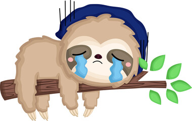 a vector of a sloth being really sad © Inkley