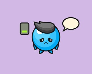 Gum ball cartoon doing a tired gesture