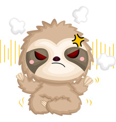 a vector of an angry sloth