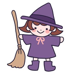 Illustration of cute witch girl