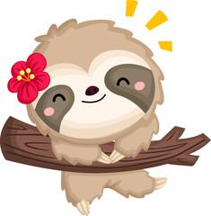 a vector of a cute happy vector hanging on a tree © Inkley