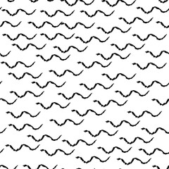 Seamless pattern black white wawe lines chalk grid design, abstract simple scandinavian style background grunge texture. trend of the season. Can be used for Gift wrap fabrics, wallpapers. Vector