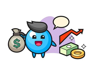 Gum ball cartoon holding money sack