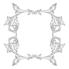 Vintage Ornament Element in baroque style with filigree and floral engrave the best situated for create frame, border, banner. It's hand drawn foliage swirl like victorian or damask design arabesque.