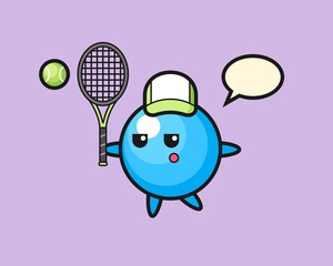 Gum ball cartoon as a tennis player
