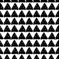Classic vintage seamless pattern with triangles, texture grunge crayons ink. black isolated on White background. Can be used for greeting card design, Gift wrap, fabrics, wallpapers. Vector