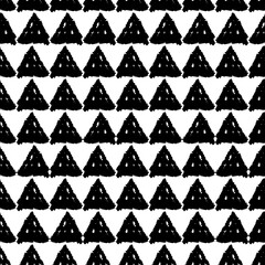 Classic vintage seamless pattern with triangles, texture grunge crayons ink. black isolated on White background. Can be used for greeting card design, Gift wrap, fabrics, wallpapers. Vector