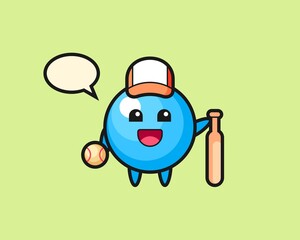 Gum ball cartoon as a baseball player