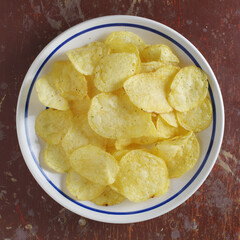 Salty ribbed potato chips
