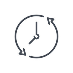 Refresh Time line icon. Update Clock and Watch vector outline sign.