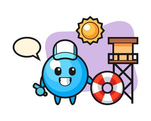 Gum ball cartoon as a beach guard