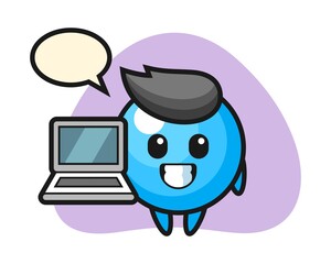 Gum ball cartoon with a laptop