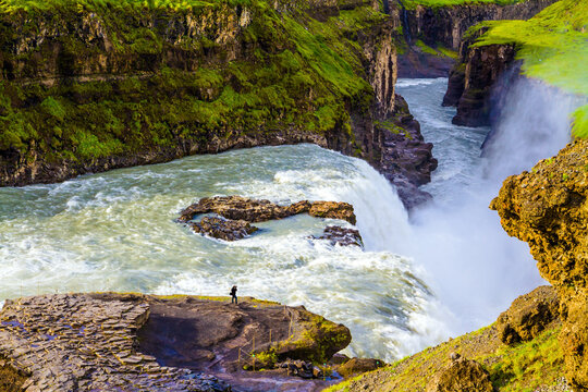 Iceland. Tourist with a photo bag