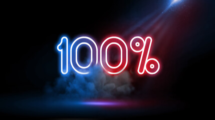 100% | Design for sale campaign, Neon Light Text on Studio Background
