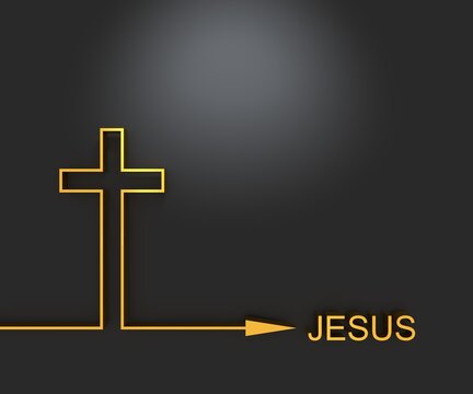 Christianity concept illustration. Cross and Jesus word. 3D rendering