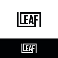 leaf letter black logo design modern logotype vector template