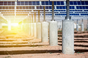 Solid cement columns under solar photovoltaic panels