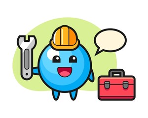 Cgum ball artoon as a mechanic