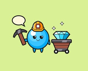 Gum ball cartoon as a miner