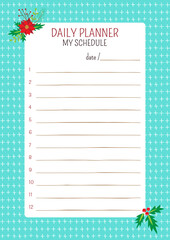 Vector illustration of daily planning, notes, shopping list.