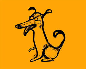 Funny cartoon dog, vector illustration