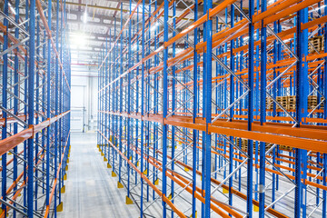 high warehouse - logistics center, wide perspective 