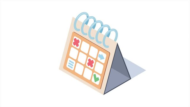 Calendar schedule flat 3d isometry. Time management isometric concept. Motion graphic. Video available in 4K FullHD and HD render footage