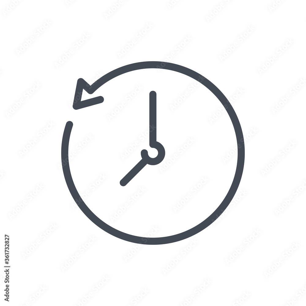Poster update time line icon. refresh clock and watch vector outline sign.
