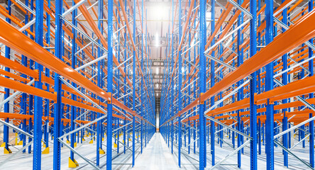 high warehouse - logistics center, wide perspective 