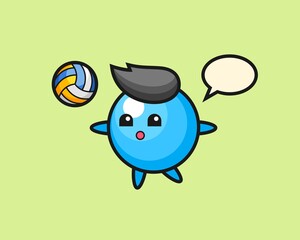 Gum ball cartoon is playing volleyball