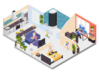 Staying Home Isometric Interior 