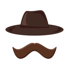 Hat and mustache retro icon. Hipster style