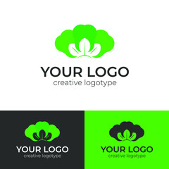 Dental and leaf logo design nature stomatology tooth logotype