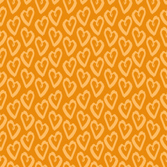 Seamless pattern yellow orange heart brush strokes lines design, abstract simple scandinavian style background grunge texture. trend of the season. Can be used for Gift wrap fabric wallpaper. Vector