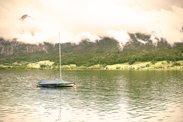 Austrian landscape with yacht