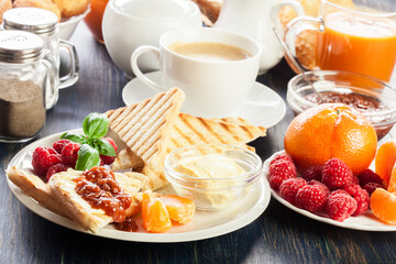 Fresh and continental breakfast table
