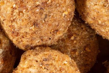 Crunchy Feline Cat Food in Color with Texture Pattern Close-Up Macro Background Wallpaper with lots of Details