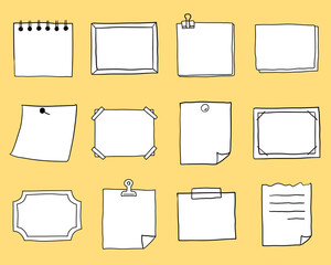 手書きのノートやメモのフレームのセット 枠 飾り おしゃれ Wall Mural Yugoro