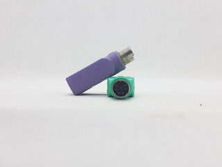 Portable Computer Connector Cable Converter for Electronic Data Transfer in White Isolated Background