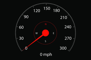 modern fastest cars speedometer showing up to 300 miles per hour speed (animatable)