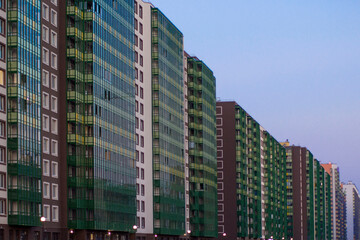 Fototapeta premium Ridge of skyscrapers of new buildings in a new residential area
