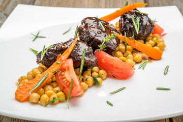 Steak with Pear and Chickpeas